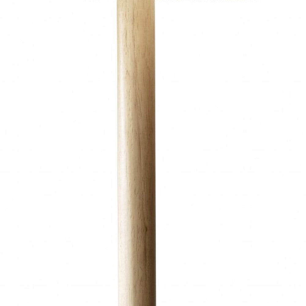 59" NATURAL SOLID WOOD FLOOR LAMP WITH WHITE LINEN DRUM SHADE - Varnish & Vibe