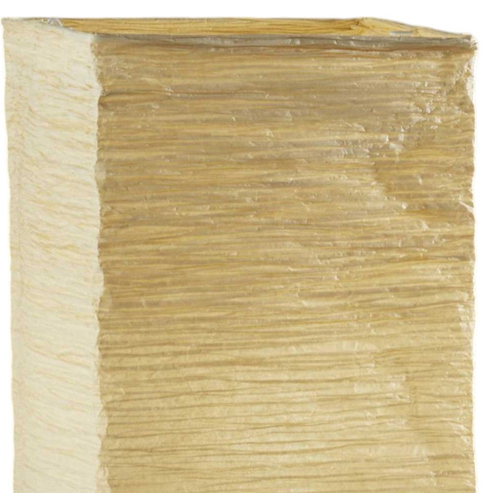 25" NATURAL SOLID WOOD AND SILVER METAL TABLE LAMP BEIGE PAPER SHADE - Varnish & Vibe