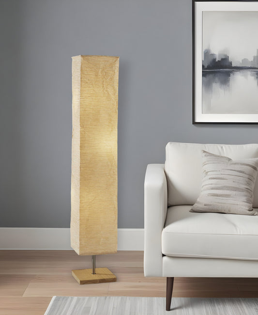 58" NATURAL COLUMN FLOOR LAMP WITH NATURAL PAPER SHADE - Varnish & Vibe