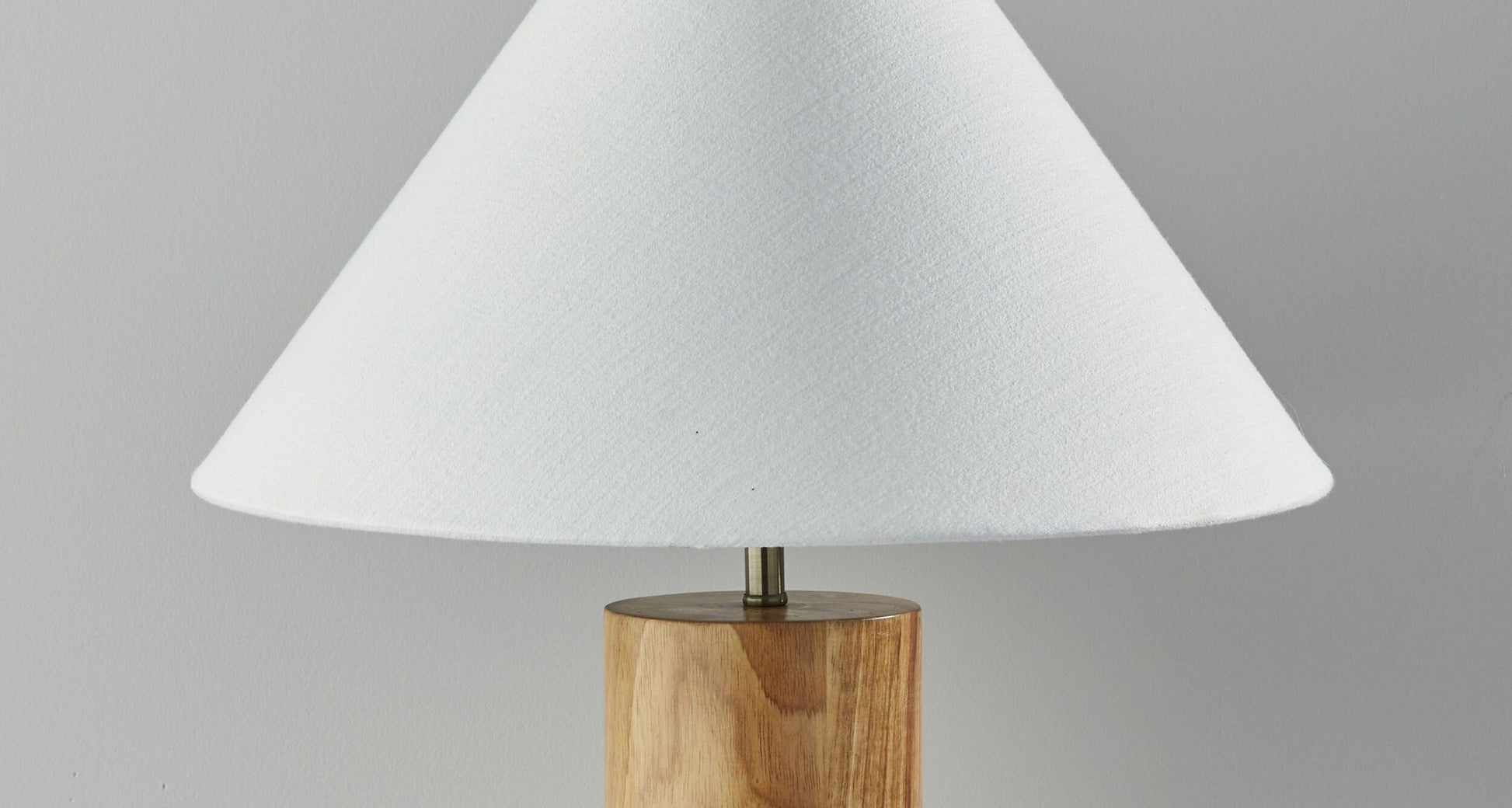 26" NATURAL SOLID WOOD CYLINDER TABLE LAMP WITH WHITE CONE SHADE - Varnish & Vibe
