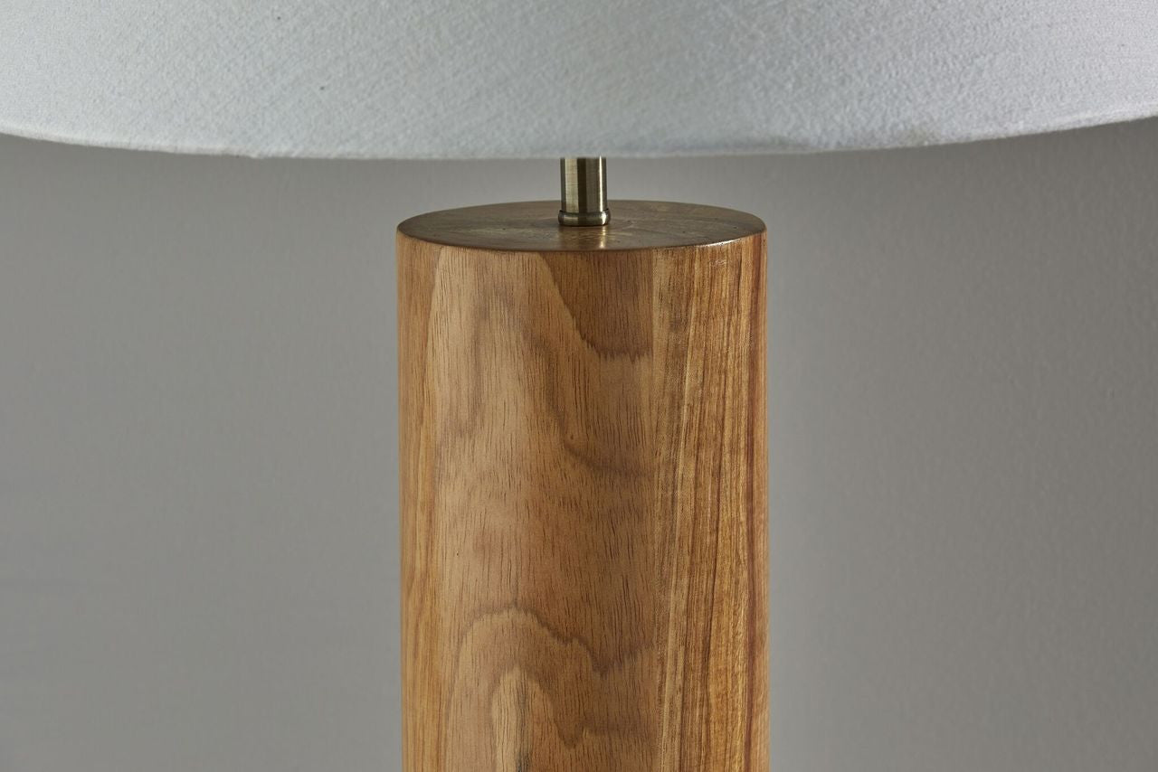 solid wood cylinder table lamp, wood cylinder table lamp, table lamp white cone shade, cylinder table lamp white cone, wood cylinder table lamp white