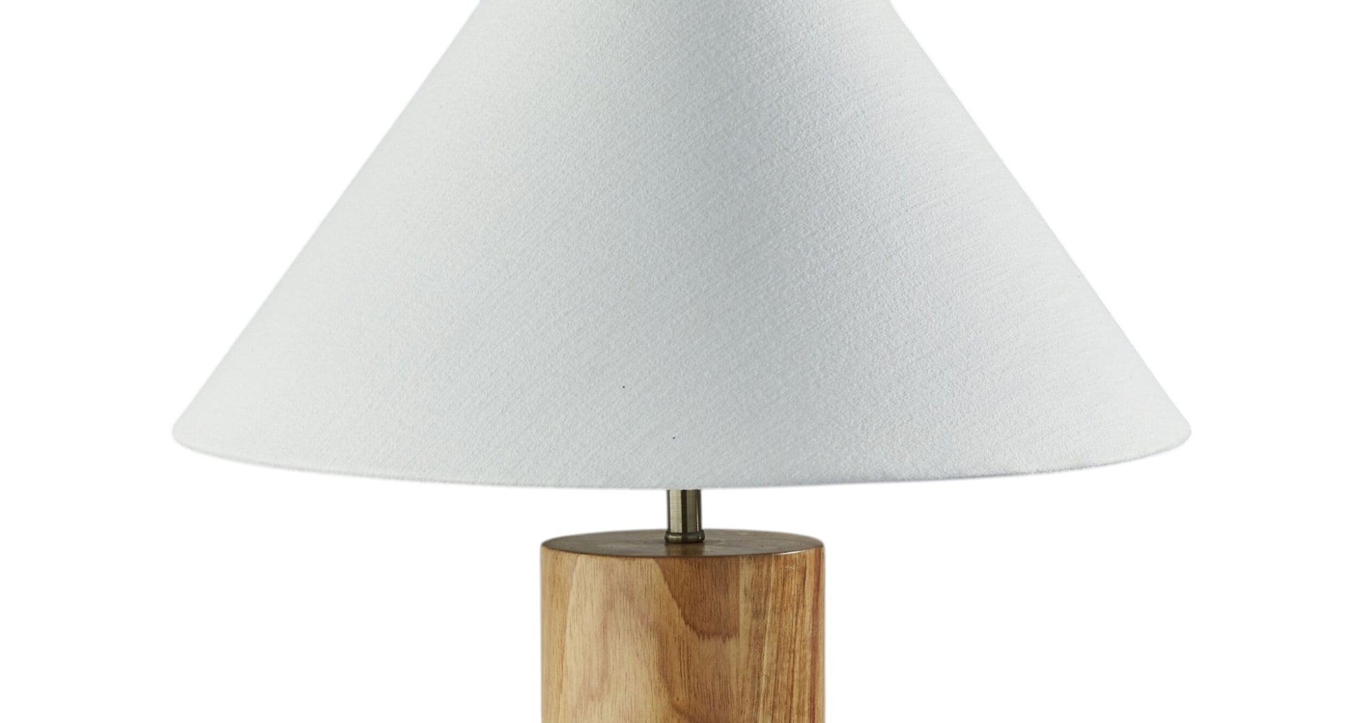 26" NATURAL SOLID WOOD CYLINDER TABLE LAMP WITH WHITE CONE SHADE - Varnish & Vibe