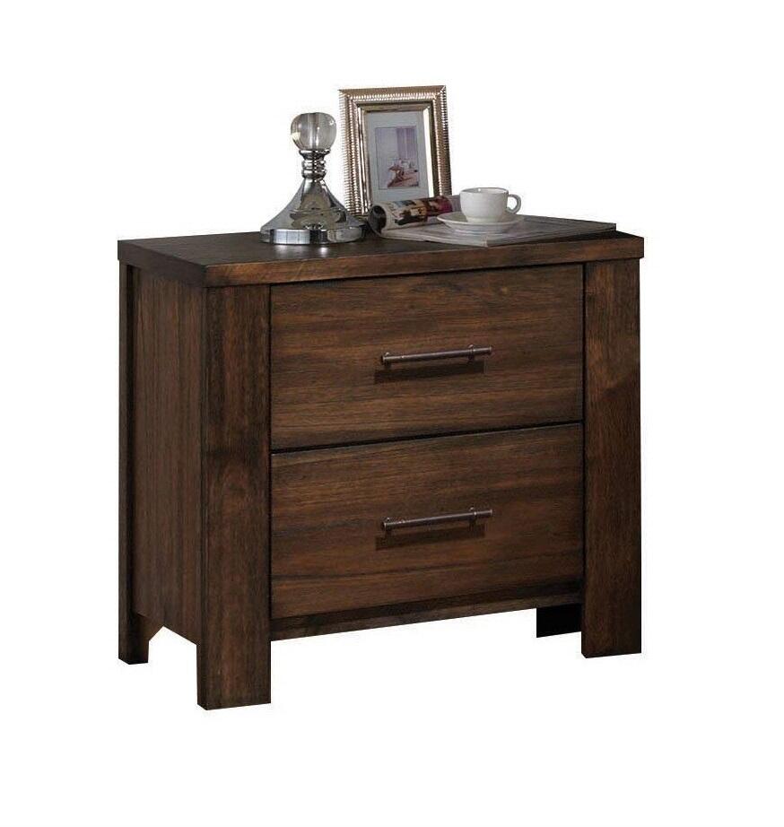 PALISADES 25" BROWN WOOD TWO DRAWER NIGHTSTAND - Varnish & Vibe