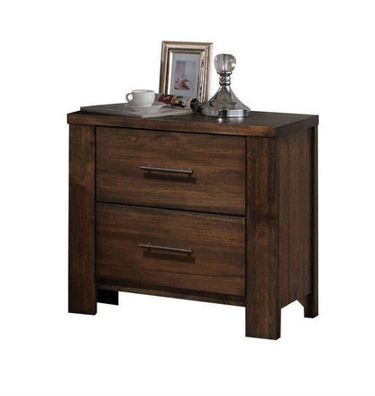 PALISADES 25" BROWN WOOD TWO DRAWER NIGHTSTAND - Varnish & Vibe