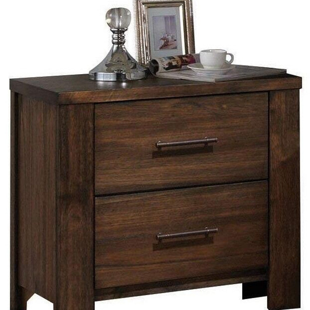 PALISADES 25" BROWN WOOD TWO DRAWER NIGHTSTAND - Varnish & Vibe