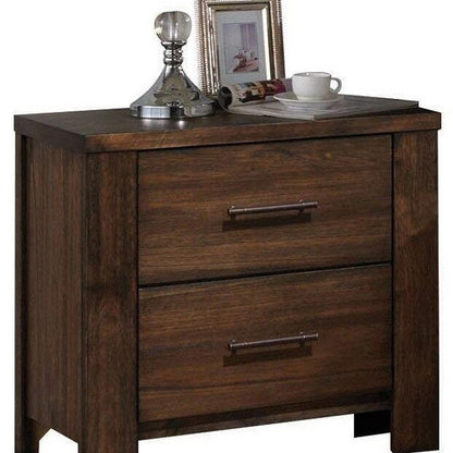 PALISADES 25" BROWN WOOD TWO DRAWER NIGHTSTAND - Varnish & Vibe