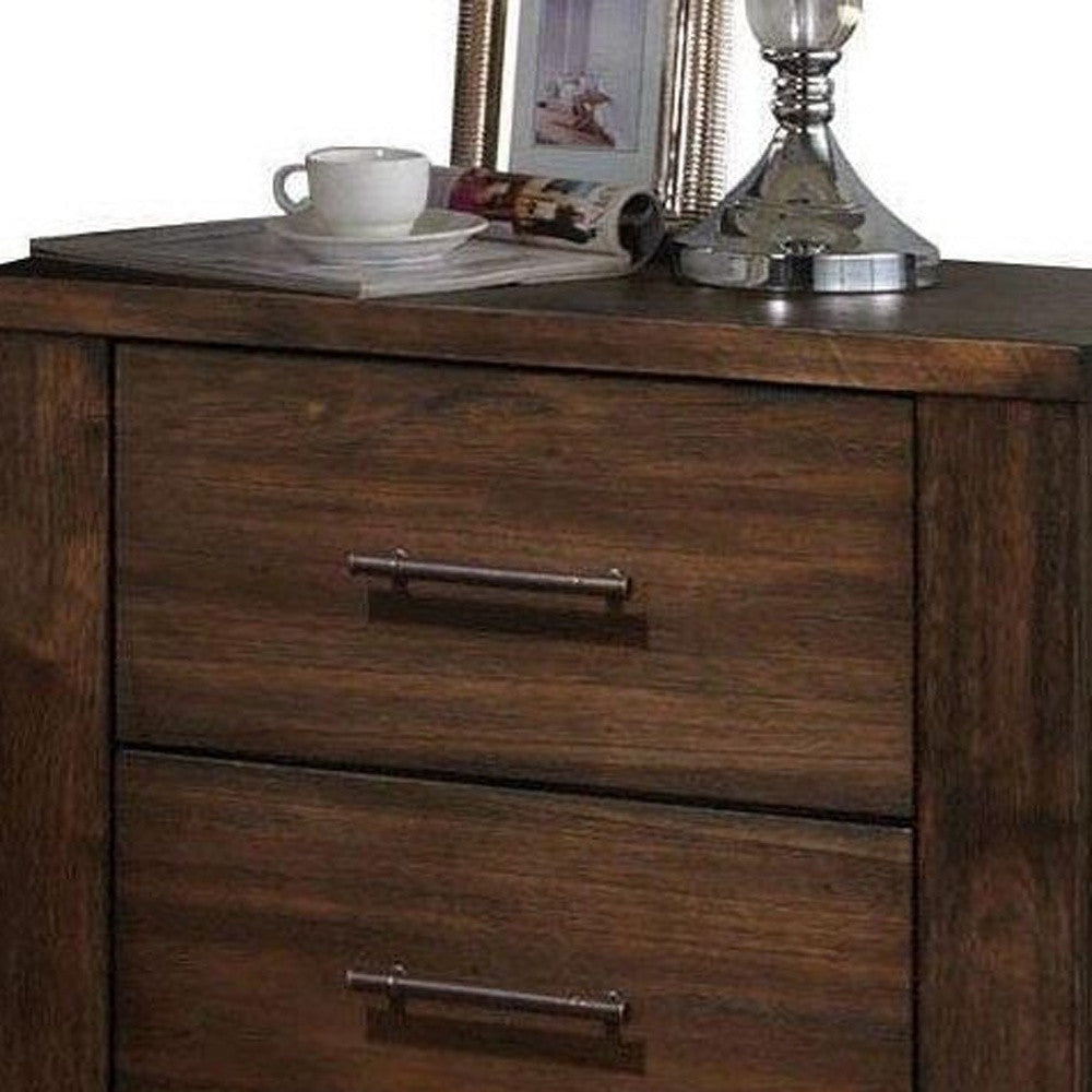 PALISADES 25" BROWN WOOD TWO DRAWER NIGHTSTAND - Varnish & Vibe