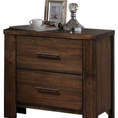 PALISADES 25" BROWN WOOD TWO DRAWER NIGHTSTAND - Varnish & Vibe