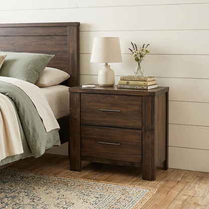 PALISADES 25" BROWN WOOD TWO DRAWER NIGHTSTAND - Varnish & Vibe
