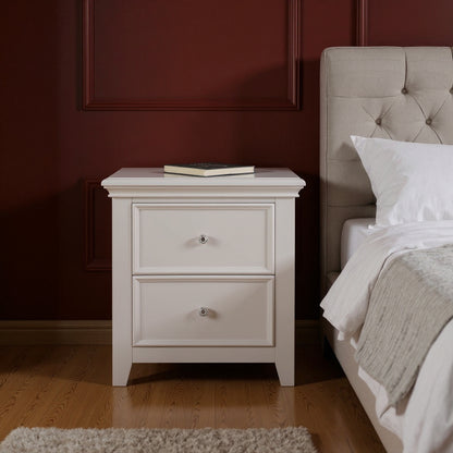 CALABASAS 27" WHITE TWO DRAWERS NIGHTSTAND - Varnish & Vibe