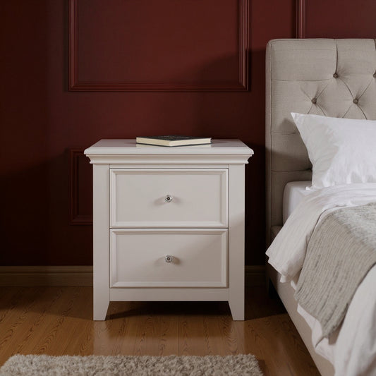 CALABASAS 27" WHITE TWO DRAWERS NIGHTSTAND - Varnish & Vibe