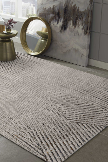 REDONDO 10' x 13' IVORY AND GRAY GEOMETRIC AREA RUG