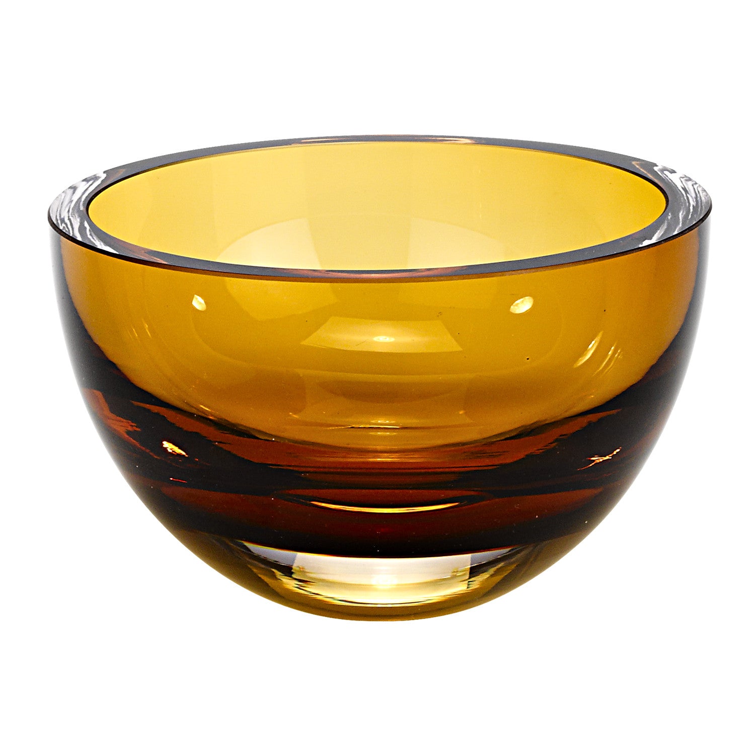 PALISADES 6" AMBER MOUTH BLOWN CRYSTAL THICK WALLED BOWL - Varnish & Vibe