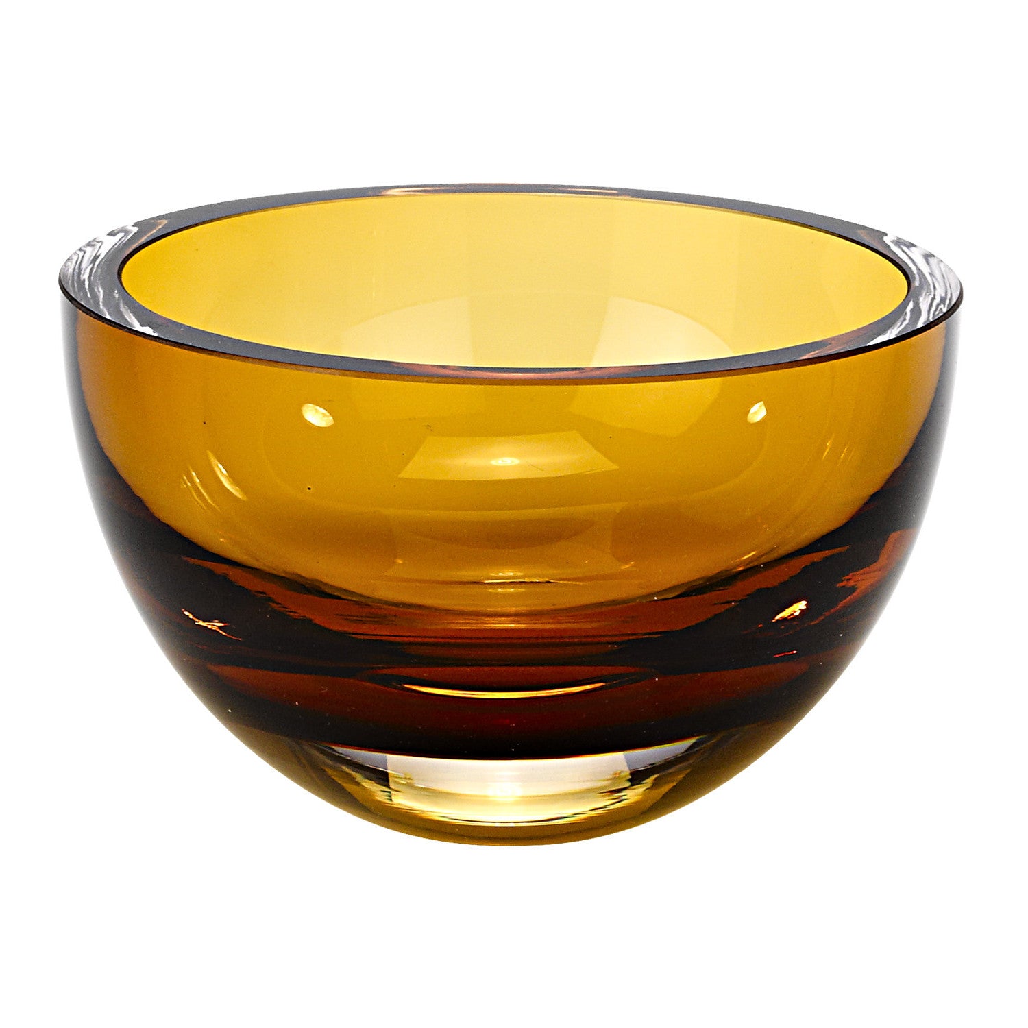 PALISADES 6" AMBER MOUTH BLOWN CRYSTAL THICK WALLED BOWL - Varnish & Vibe