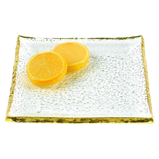 SET OF FOUR 7" SQUARE GOLD EDGE SERVING PLATTERS