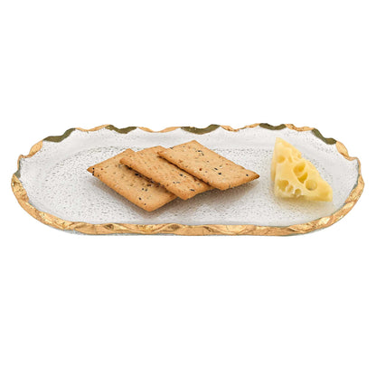 LAUREL 14 GLASS OVAL EDGE GOLD LEAF PLATTER