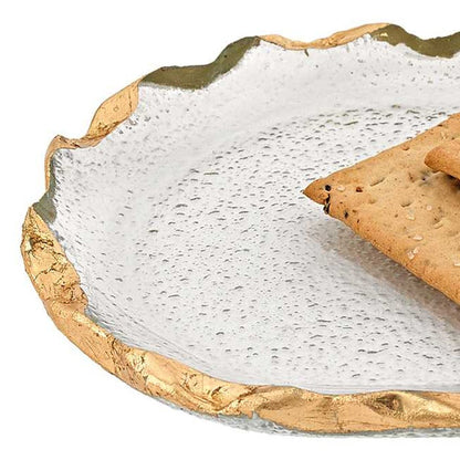 LAUREL 14 GLASS OVAL EDGE GOLD LEAF PLATTER