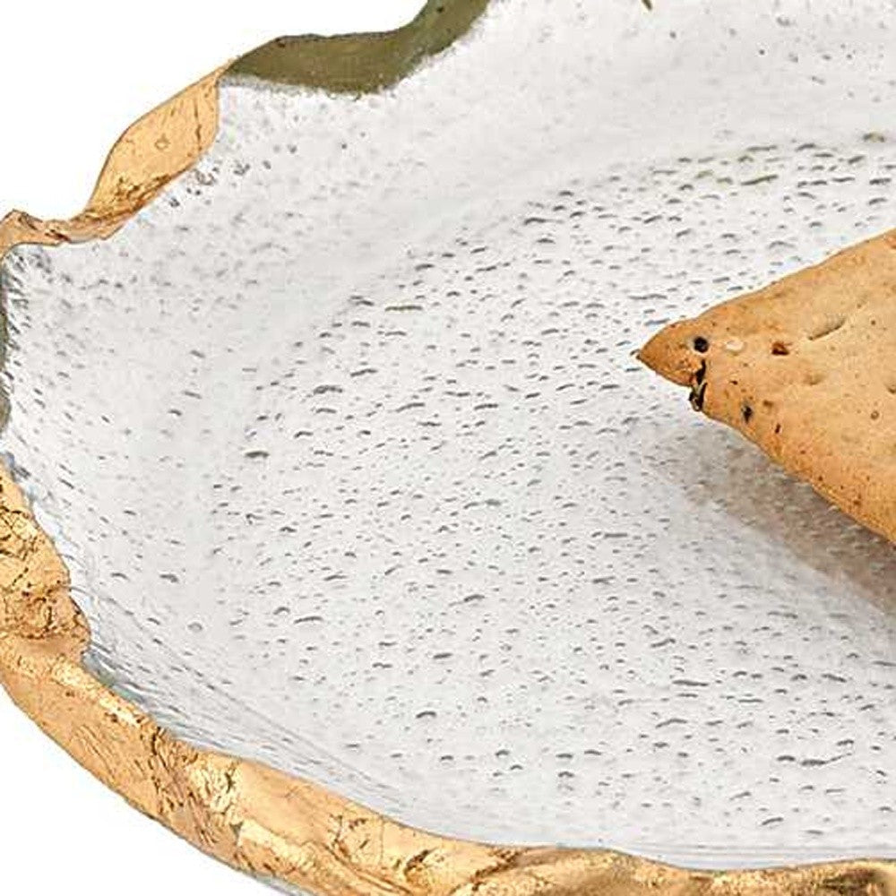 LAUREL 14 GLASS OVAL EDGE GOLD LEAF PLATTER