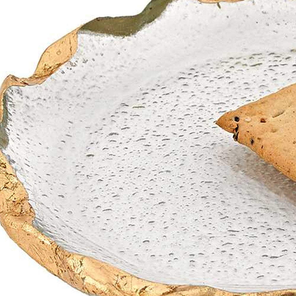 LAUREL 14 GLASS OVAL EDGE GOLD LEAF PLATTER