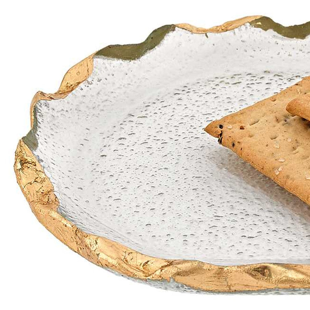 LAUREL 14 GLASS OVAL EDGE GOLD LEAF PLATTER