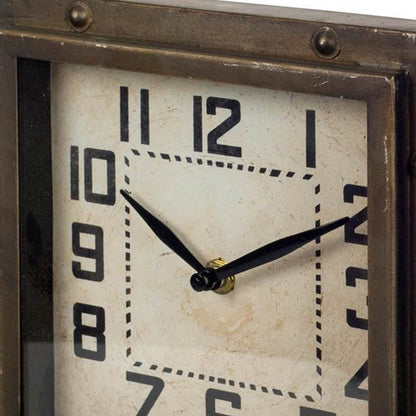 LAUREL SQUARE  BRONZE TONED METAL DESK TABLE CLOCK WITH TRADITIONAL BLACK NUMBERS AND HANDS