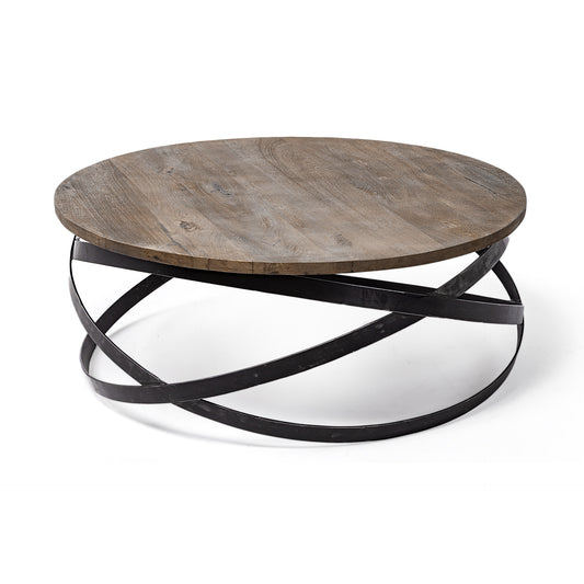 ARTESIA WOOD AND METAL ROUND COFFEE TABLE - Varnish & Vibe