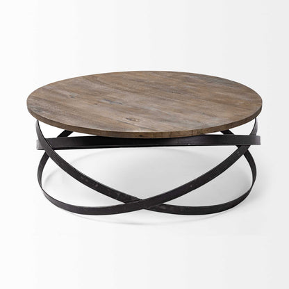 ARTESIA WOOD AND METAL ROUND COFFEE TABLE - Varnish & Vibe