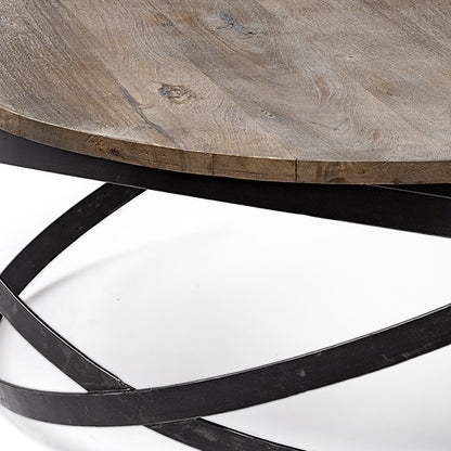 ARTESIA WOOD AND METAL ROUND COFFEE TABLE - Varnish & Vibe