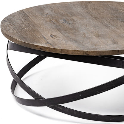 ARTESIA WOOD AND METAL ROUND COFFEE TABLE - Varnish & Vibe