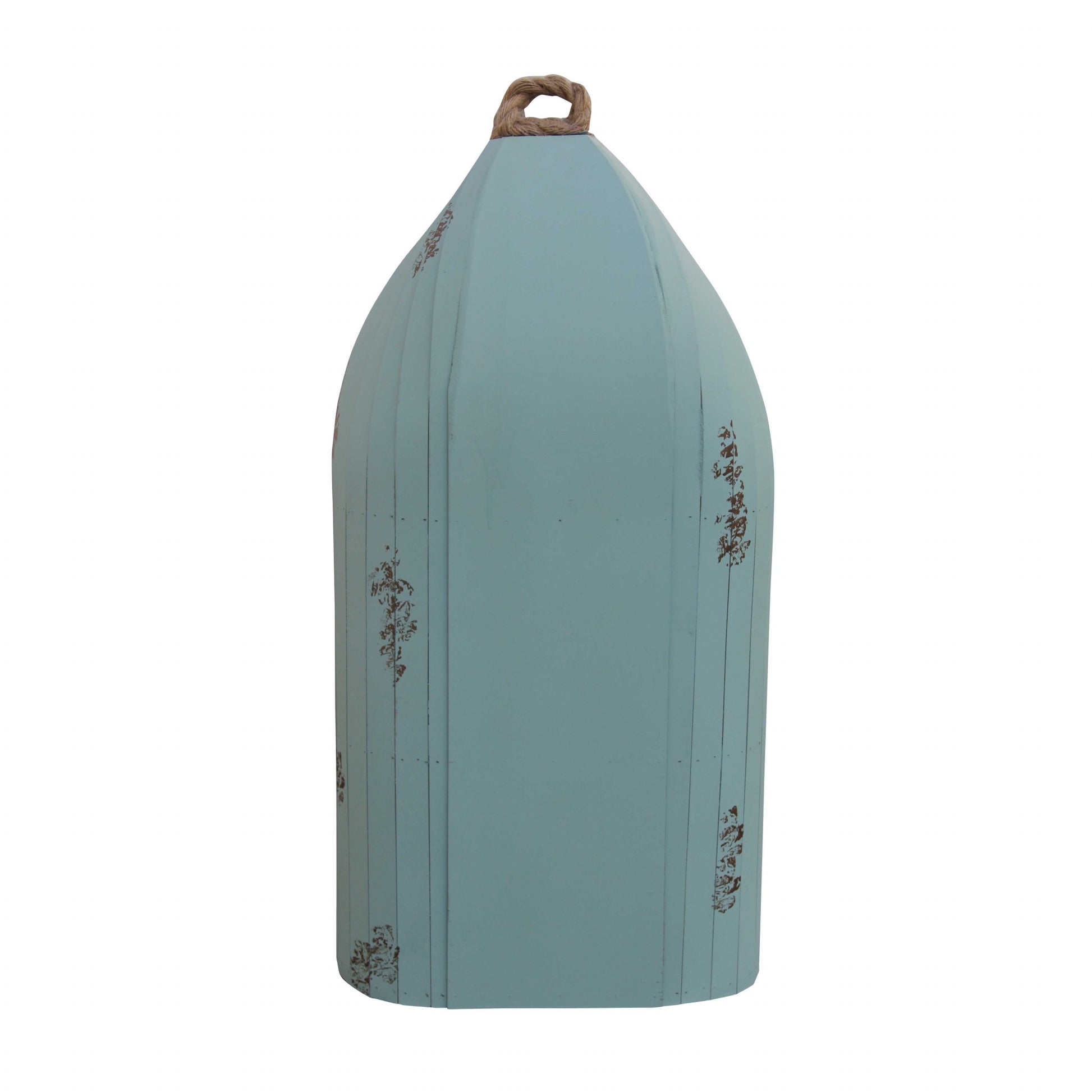 34" AQUA BLUE WOOD CANOE HANGING SHELF - Varnish & Vibe