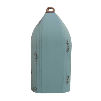 34" AQUA BLUE WOOD CANOE HANGING SHELF - Varnish & Vibe