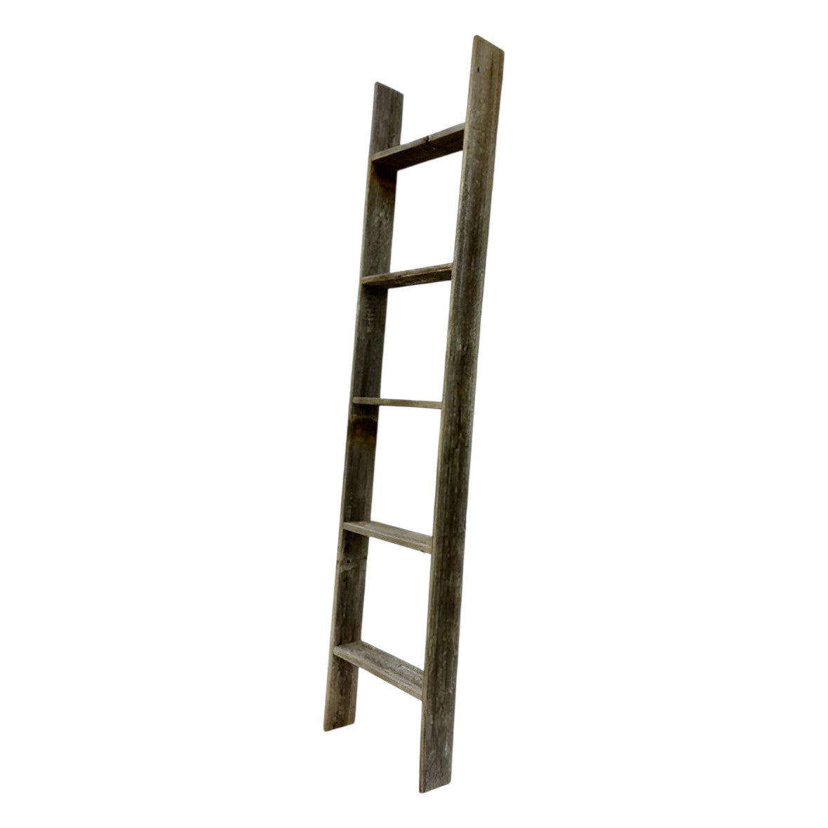 LAUREL 60" GRAY DISTRESSED SOLID WOOD FIVE STEP LADDER SHELF