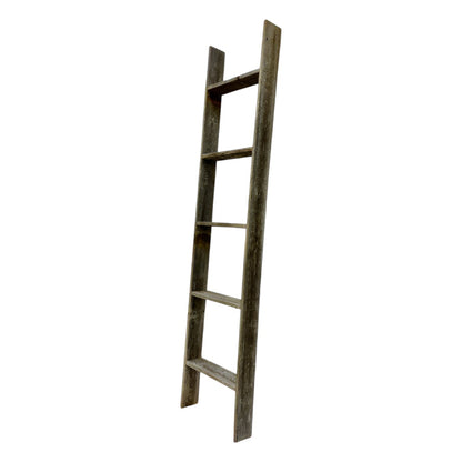 LAUREL 60" GRAY DISTRESSED SOLID WOOD FIVE STEP LADDER SHELF