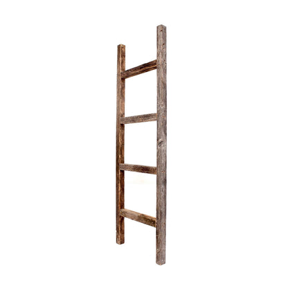 LAUREL 48" GRAY DISTRESSED SOLID WOOD FOUR STEP LADDER SHELF