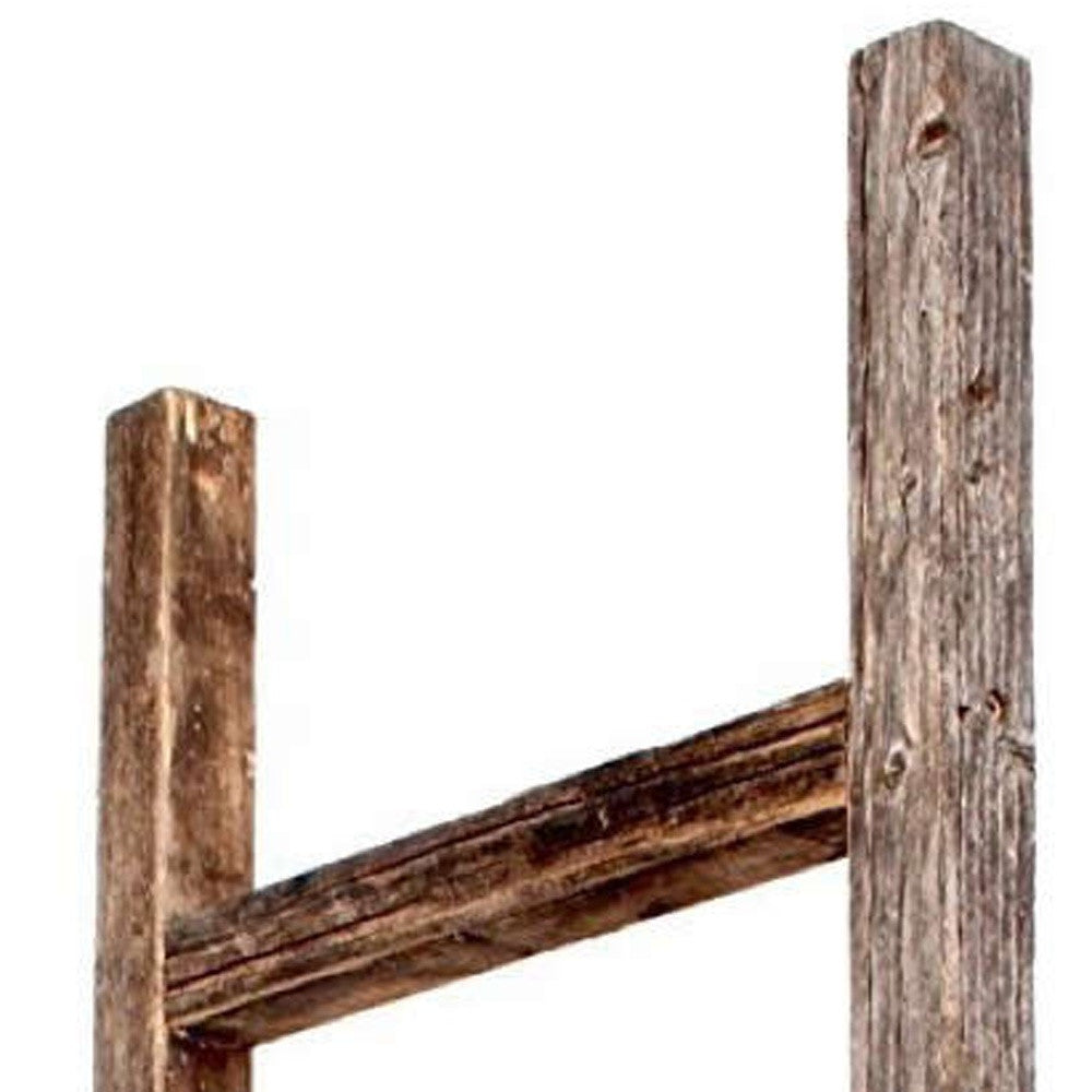 LAUREL 48" GRAY DISTRESSED SOLID WOOD FOUR STEP LADDER SHELF