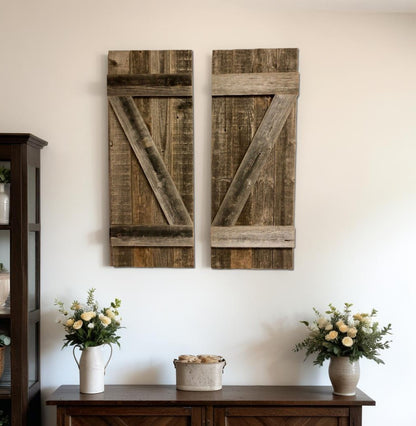 CALABASAS SET OF TWO 36" X 14" GRAY SOLID WOOD WALL DECOR - Varnish & Vibe