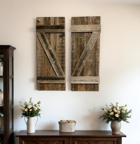 CALABASAS SET OF TWO 36" X 14" GRAY SOLID WOOD WALL DECOR - Varnish & Vibe