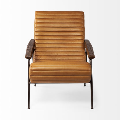 Brown leather armchair on a white background