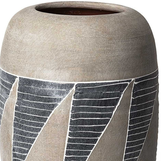 REDONDO 15" BROWN AND GRAY HAND-FINISHED CERAMIC VASE