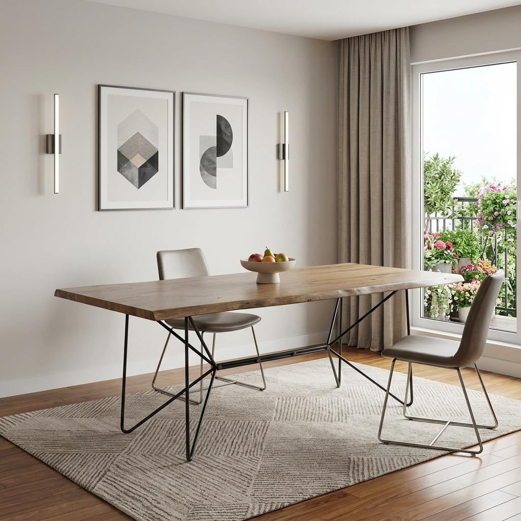 MANHATTAN 84" WOOD AND BLACK IRON TRESTLE DINING TABLE - Varnish & Vibe