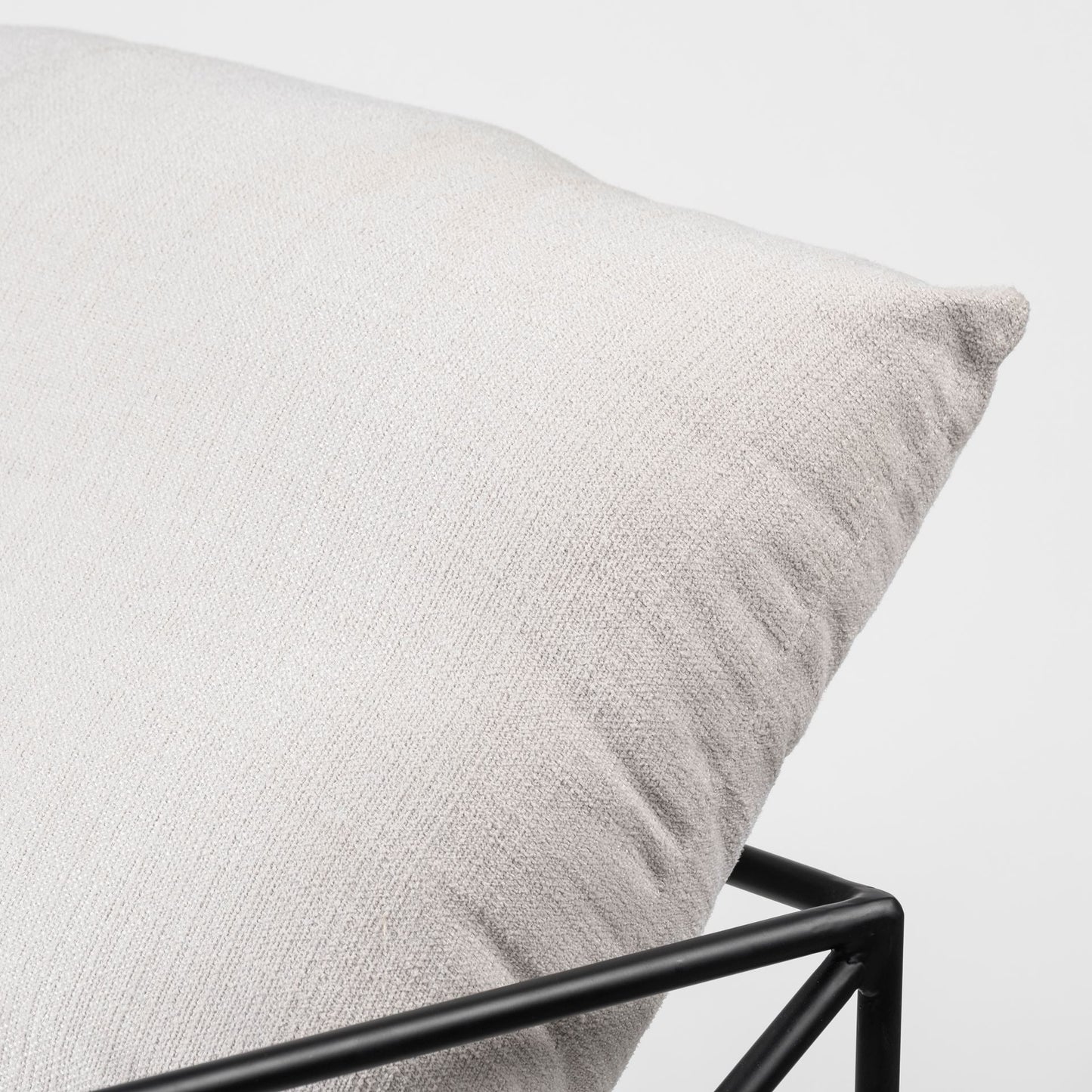 30" CREAM AND BLACK FABRIC AND METAL ARM CHAIR