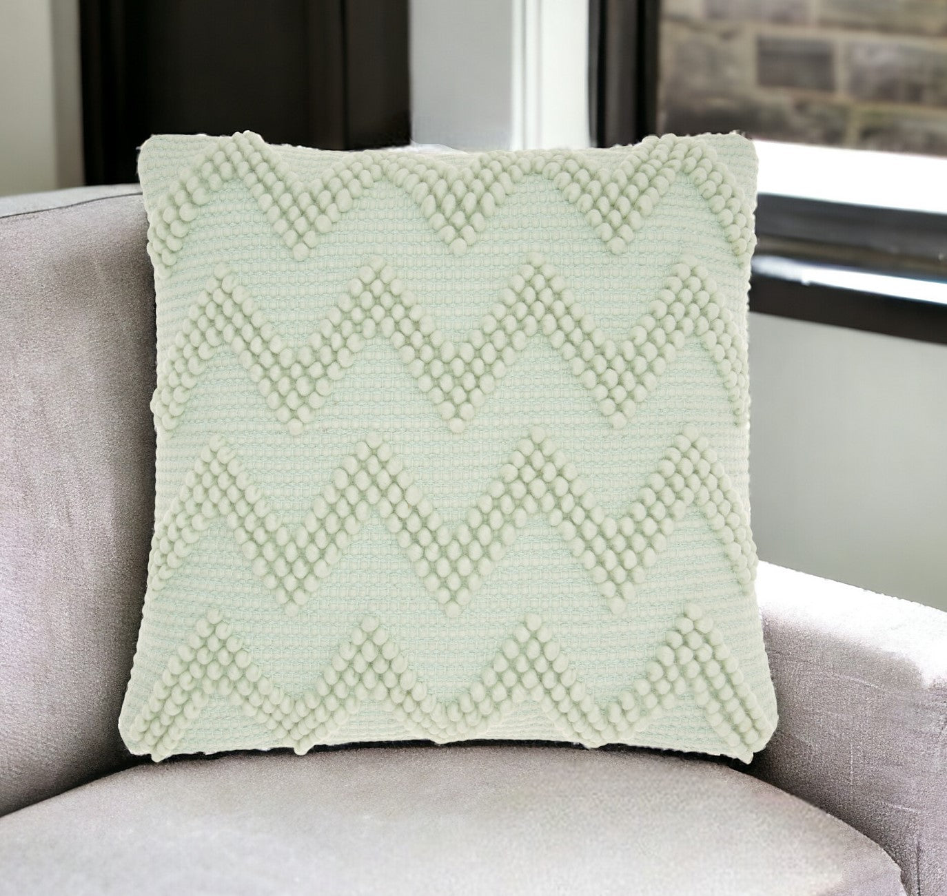 HERMOSA SEAFOAM GREEN CHEVRON THROW PILLOW
