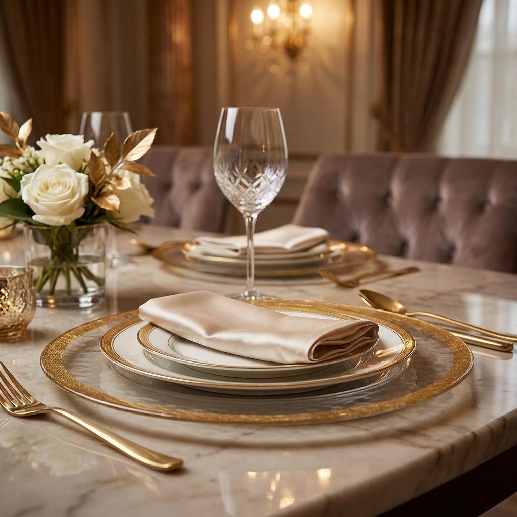 LAUREL 13" CLEAR AND GOLD GLASS CHARGER PLATE