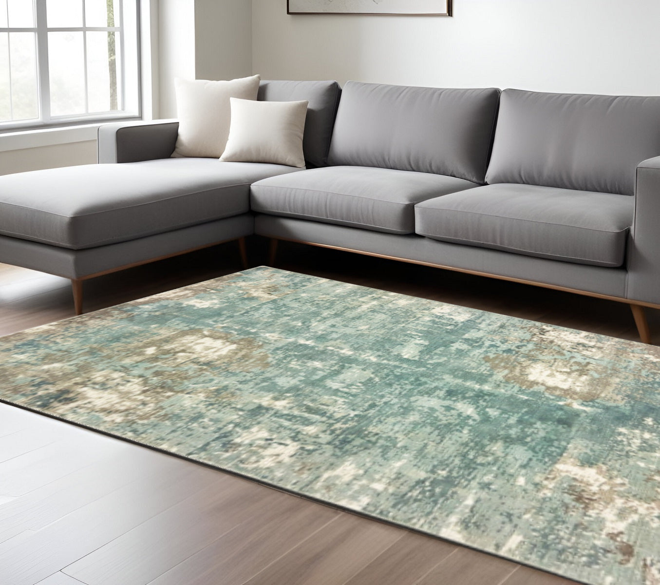 REDONDO 10' x 14' BLUE AND GRAY HAND WOVEN AREA RUG