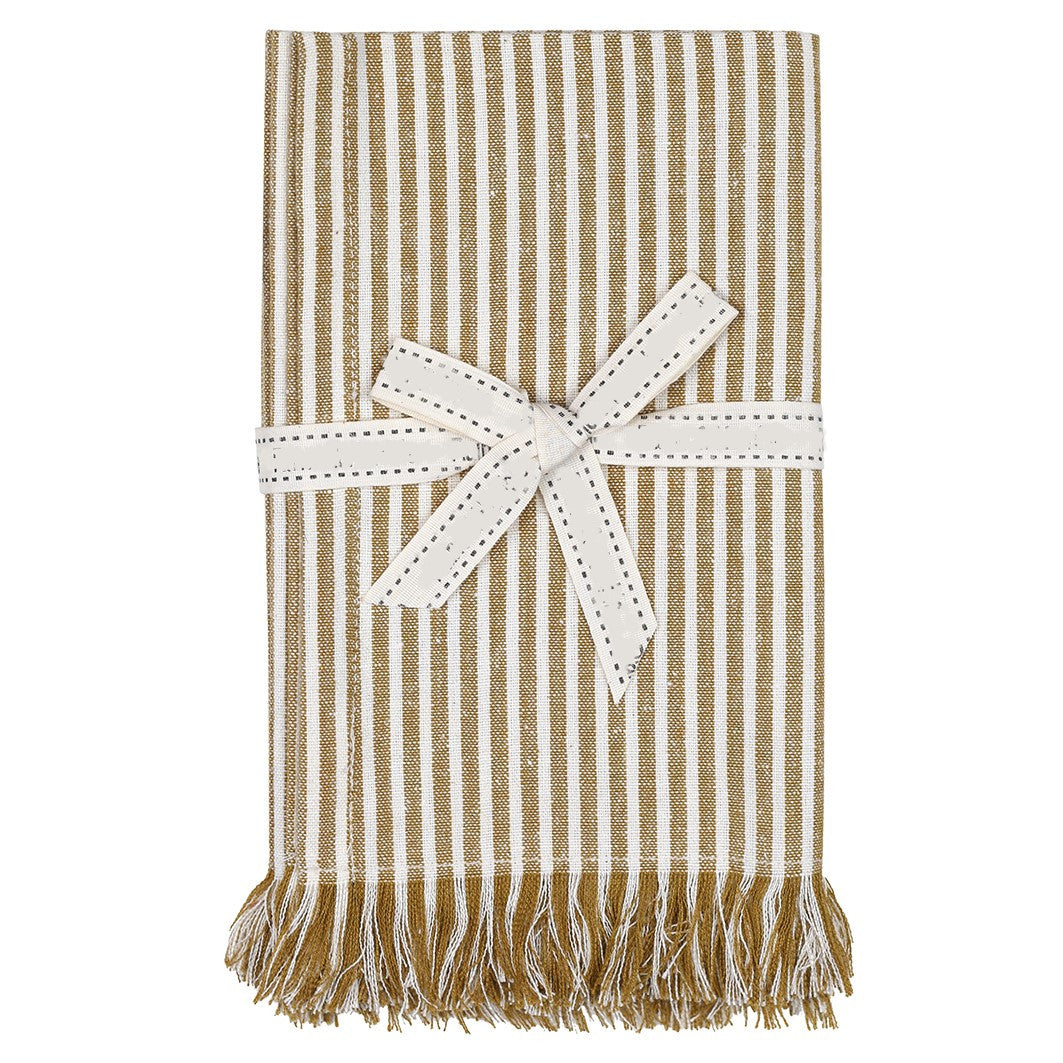 Set Of Eight Ochre Stripe Napkins - Varnish & Vibe