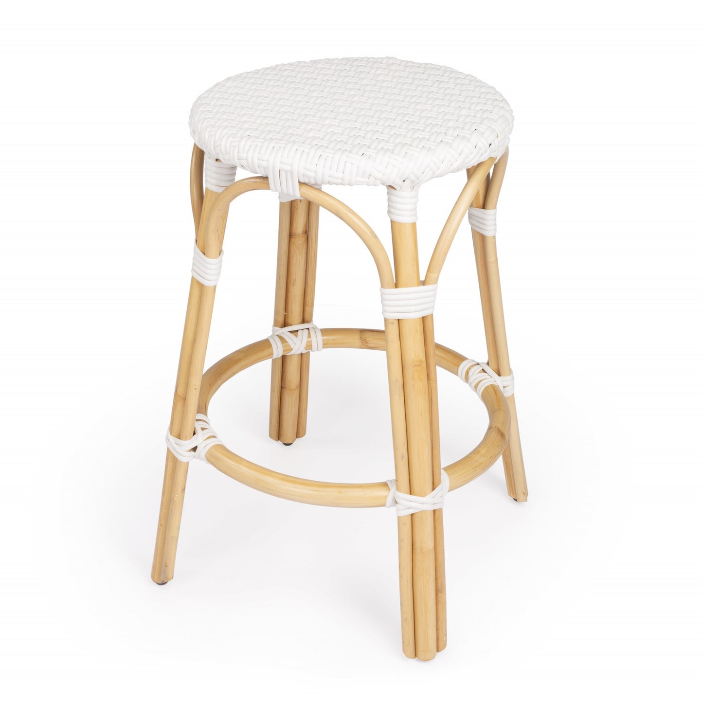 REDONDO WHITE RATTAN BAR STOOL