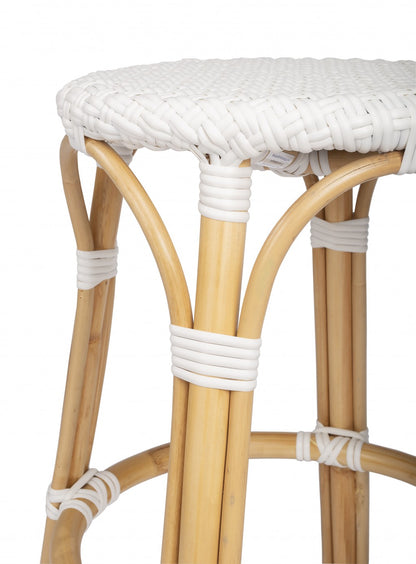 REDONDO WHITE RATTAN BAR STOOL
