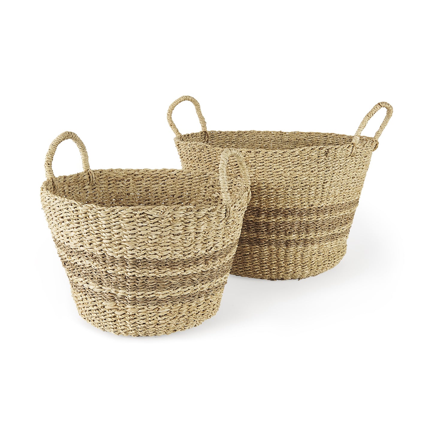 CALABASAS SET OF TWO BROWN WICKER BASKET - Varnish & Vibe