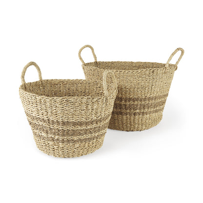 CALABASAS SET OF TWO BROWN WICKER BASKET - Varnish & Vibe