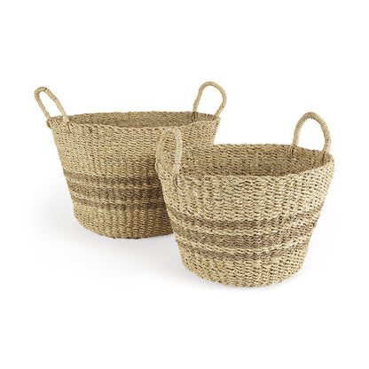 CALABASAS SET OF TWO BROWN WICKER BASKET - Varnish & Vibe